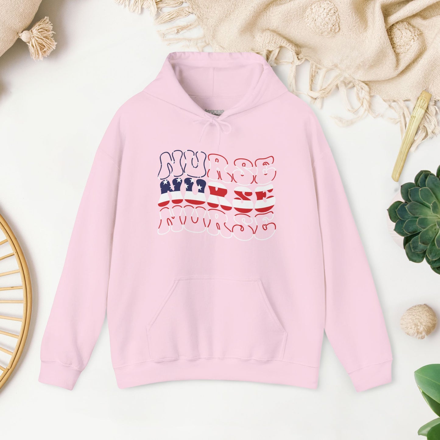 Groovy Patriotic Nurse Hoodie - 4th of July Nurse Hoodie