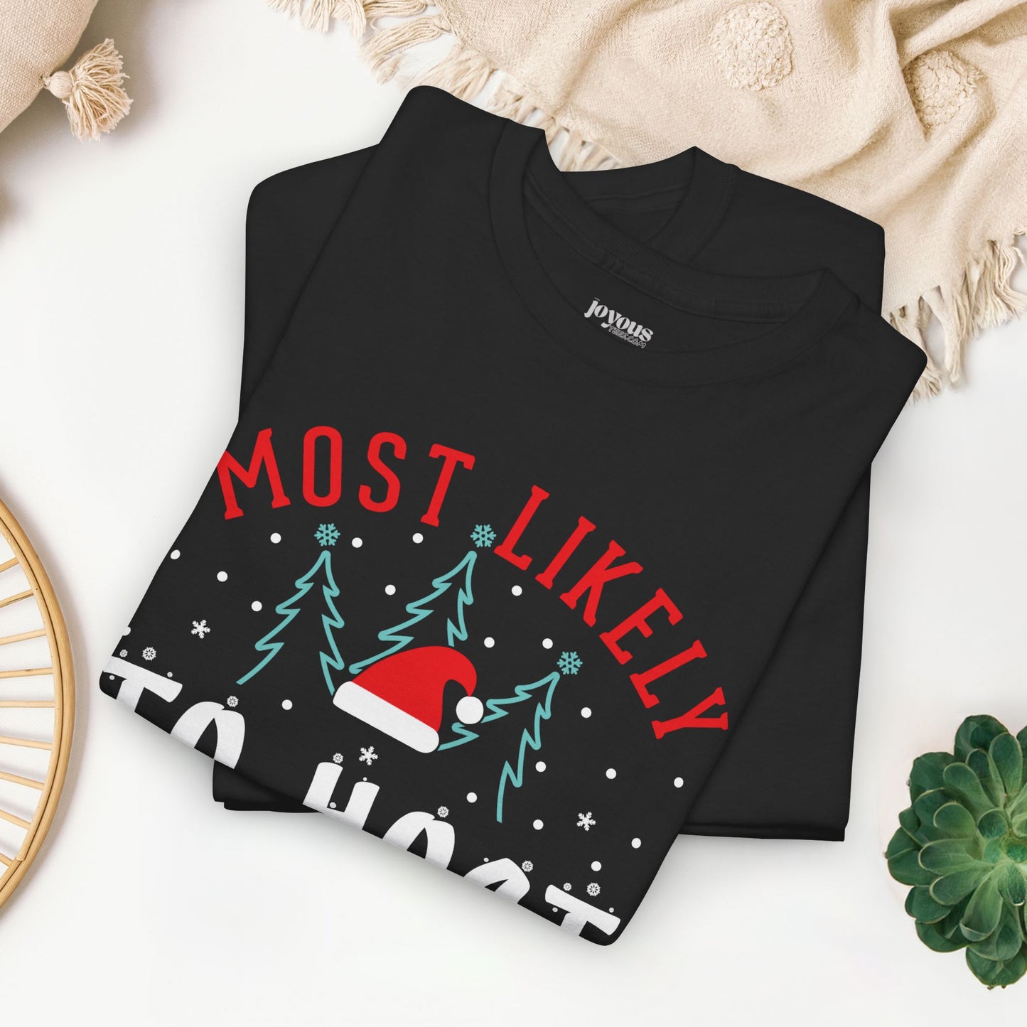 Most Likely To Host Christmas Games Funny Christmas Shirt - Matching Family Christmas Heavy Cotton Tee