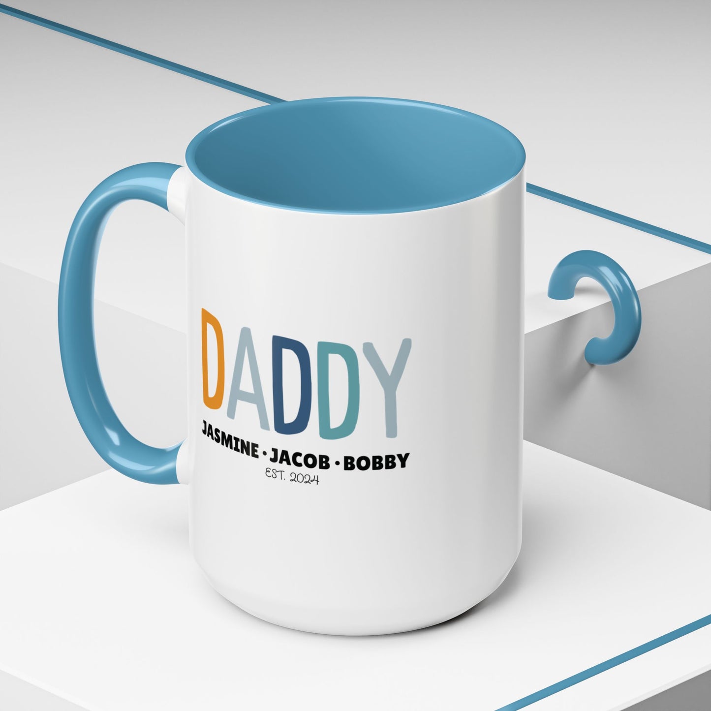 Personalized Daddy Coffee Mug with Kids Names - Custom Dad Gifts for Father's Day