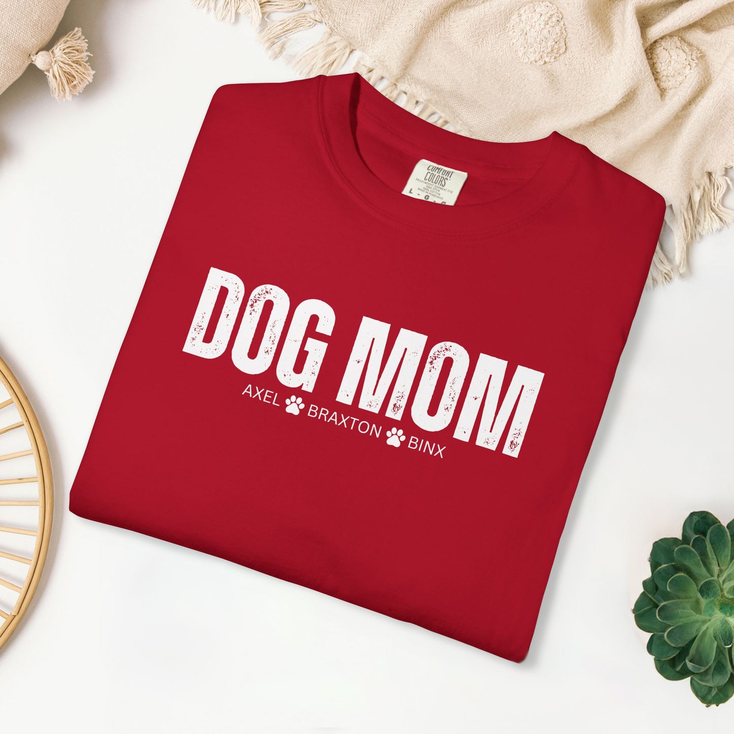 Custom Dog Mom Comfort Colors Shirt with Dogs Name - Personalized Dog Lover Gift