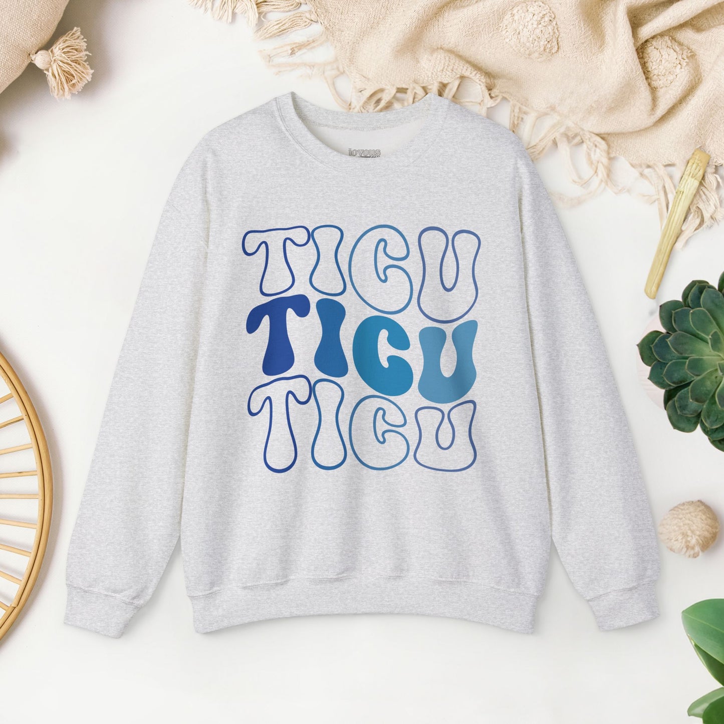 Groovy Blue TICU Sweatshirt - Trauma ICU Nurse Sweater