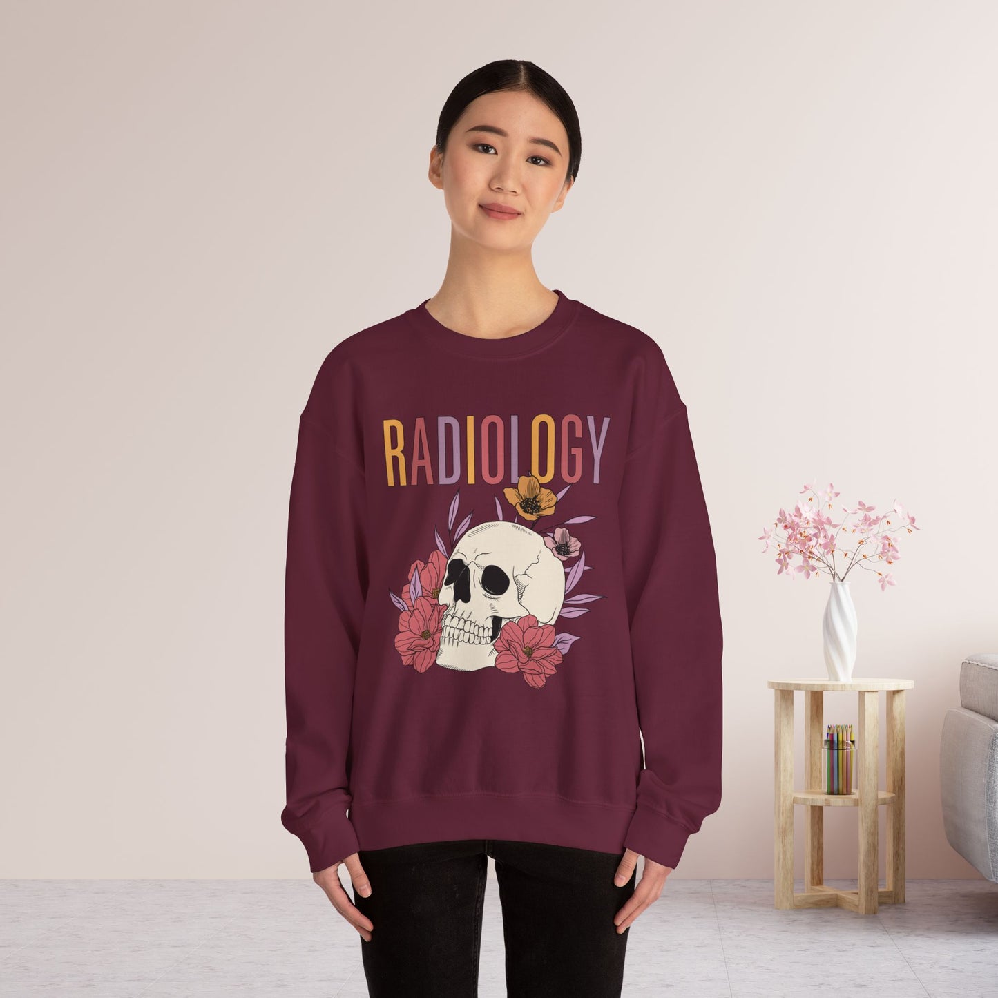 Flower Skull Radiology Sweatshirt for RAD Tech