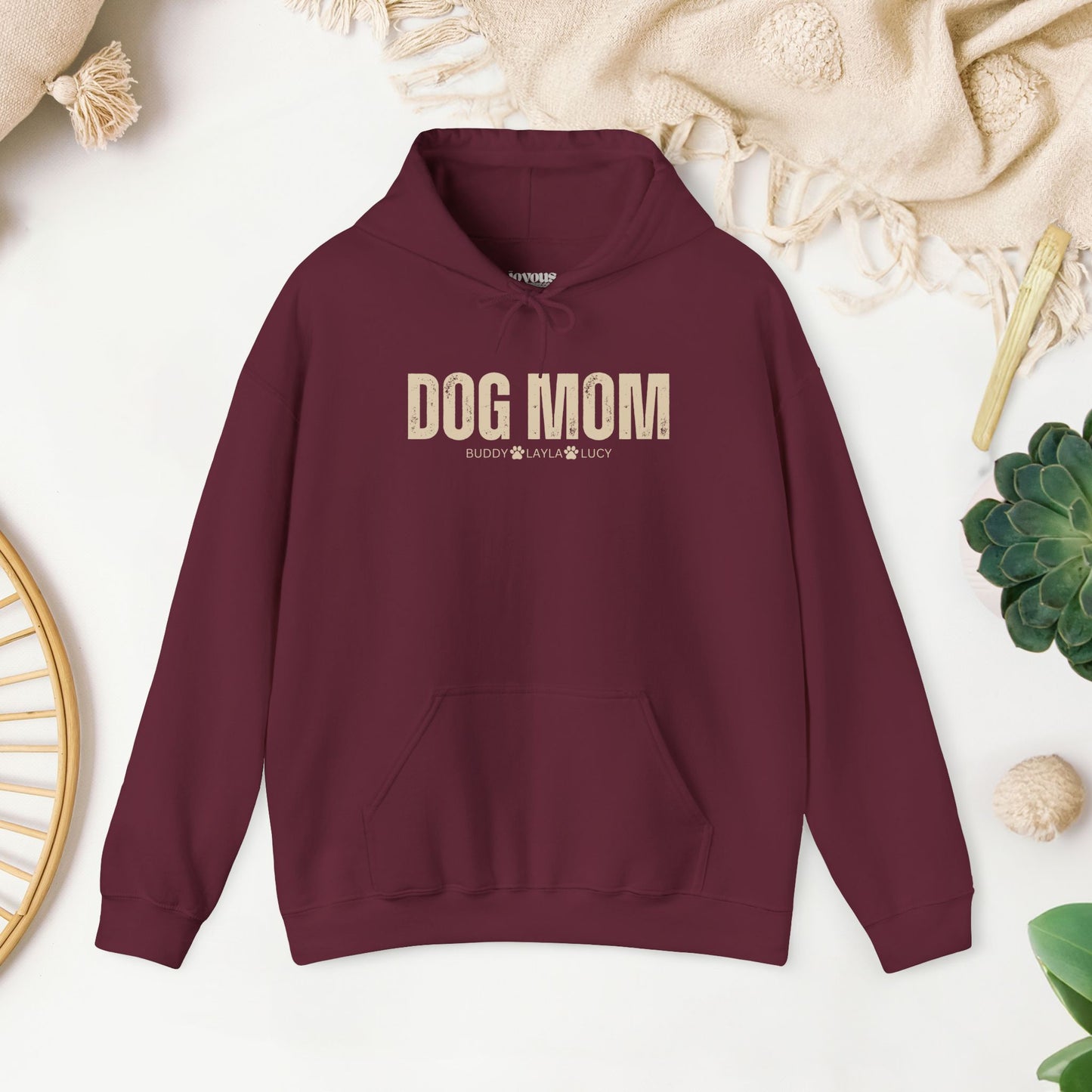 Custom Dog Mom Hoodie with Dogs Name - Personalized Gift for Dog Mom