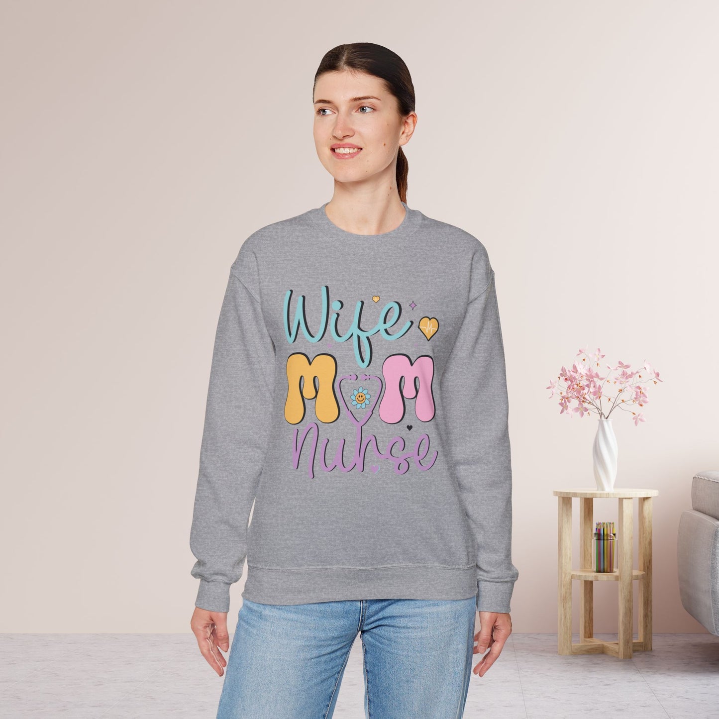 Wife Mom Nurse Sweatshirt - Groovy Nurse Sweatshirt