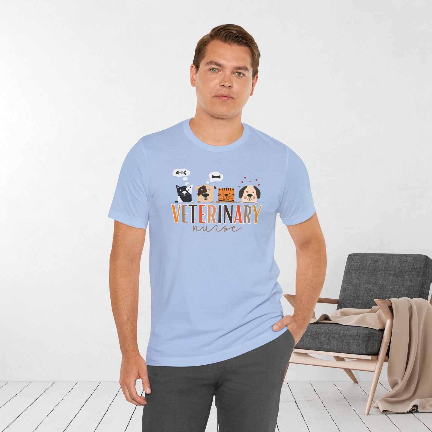 Veterinary Nurse Soft Cotton Tee with Dogs and Cats for VET Nurse