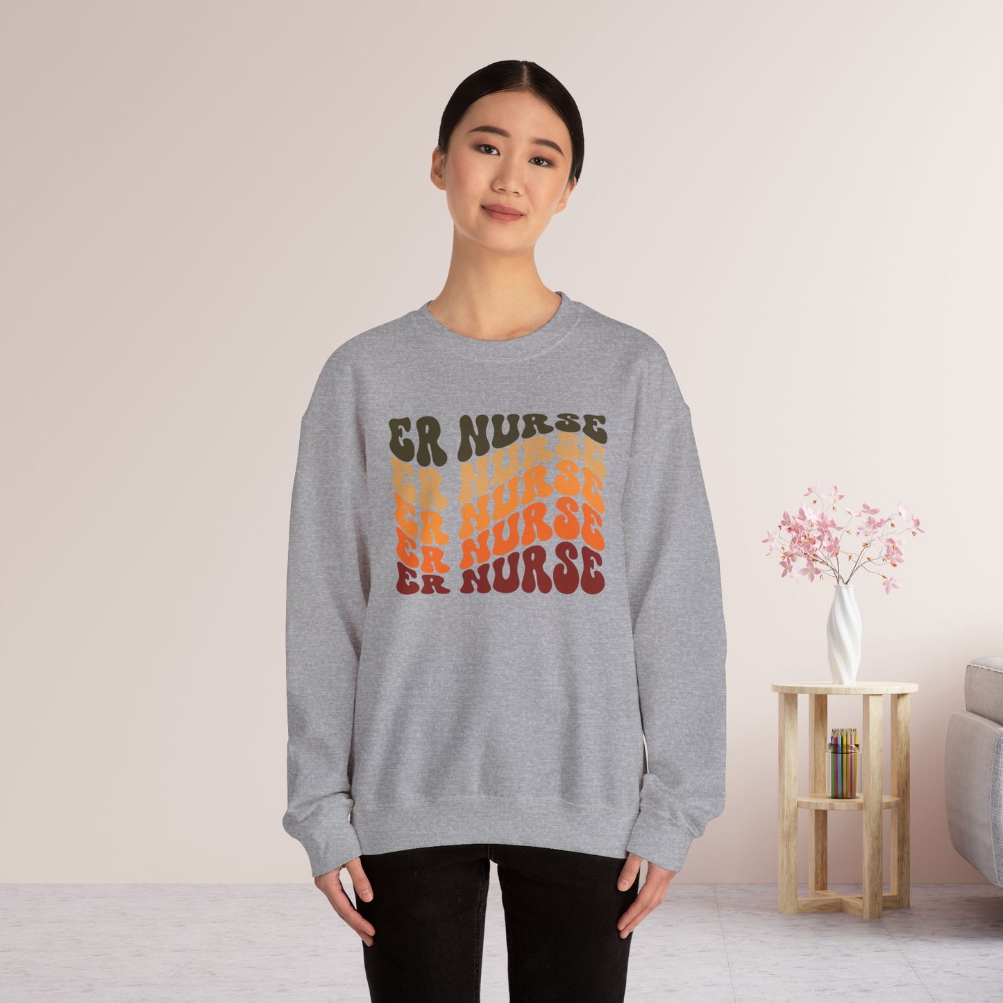 Groovy Fall ER Nurse Sweatshirt - Emergency Nurse Pullover