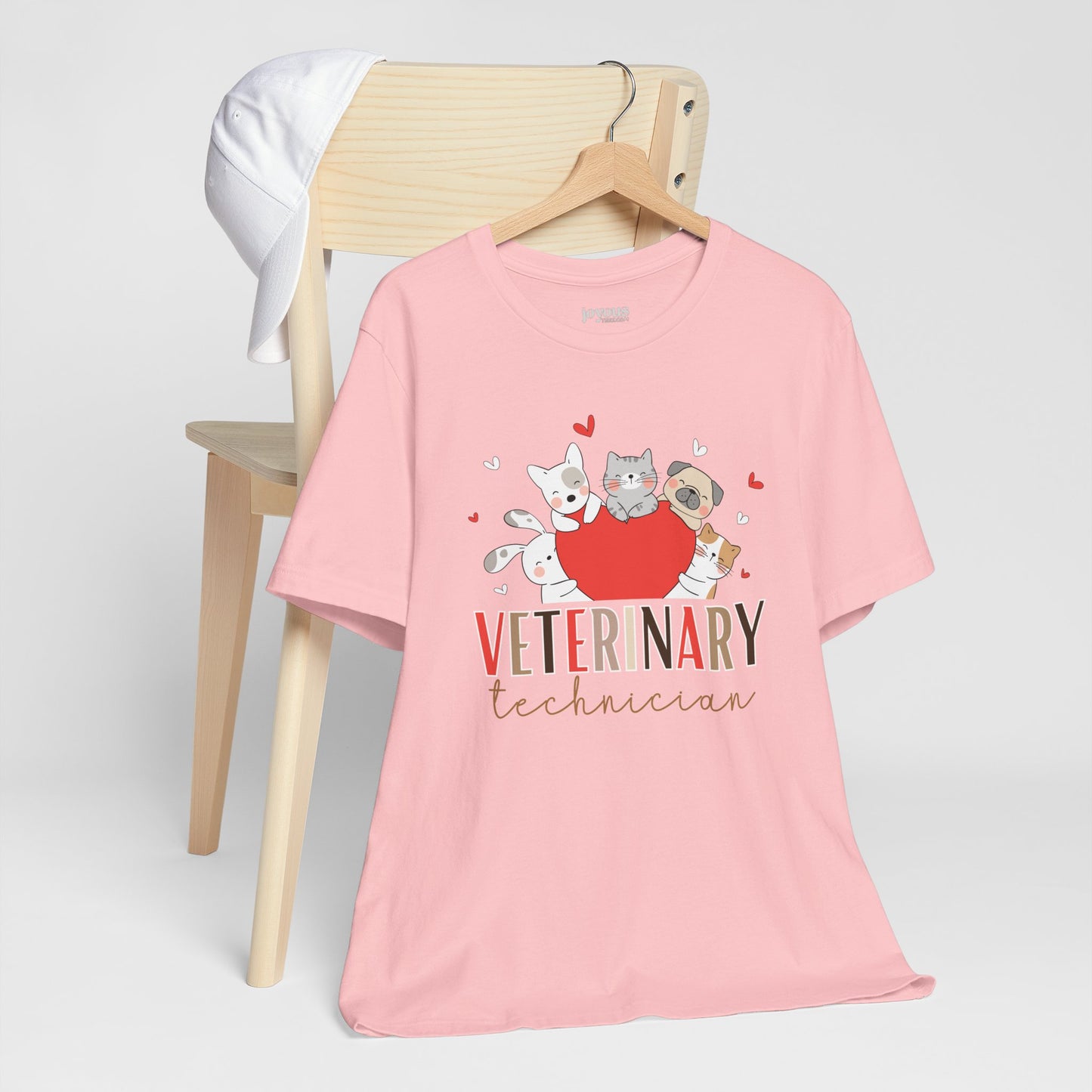 Cute Veterinary Technician Soft Cotton Tee with Dogs and Cats for VET Technician