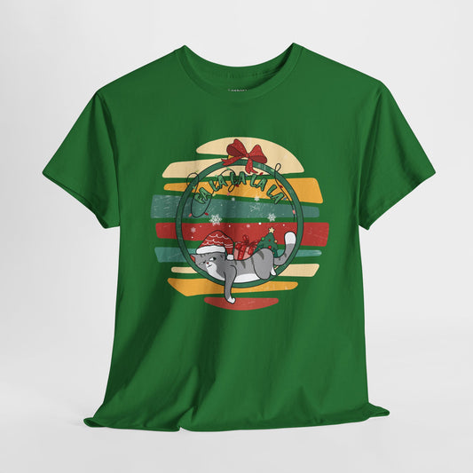 Fa La La La La Funny Cat Christmas Heavy Cotton Tee - Cat Lovers Christmas Gift