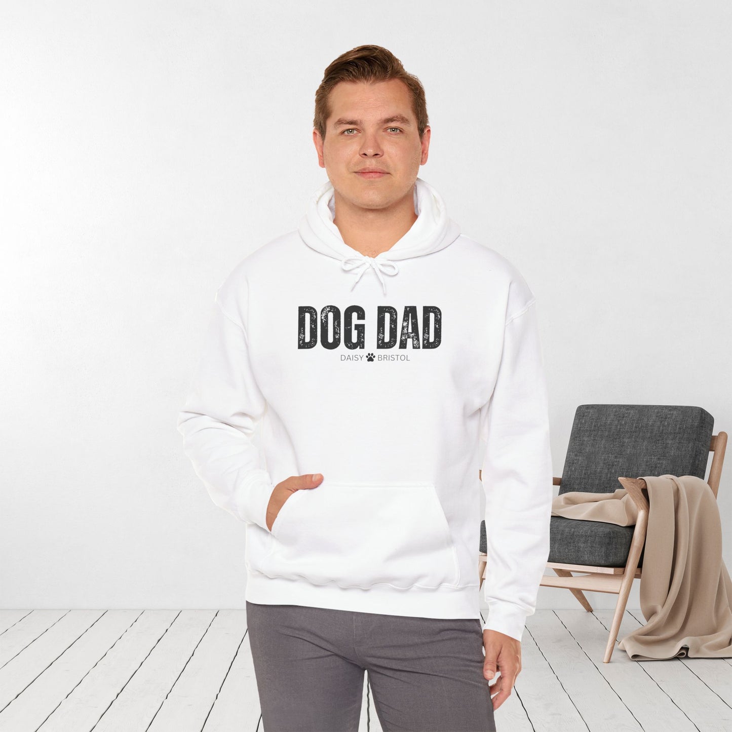 Custom Dog Dad Hoodie with Dogs Name - Personalized Gift for Dog Dad