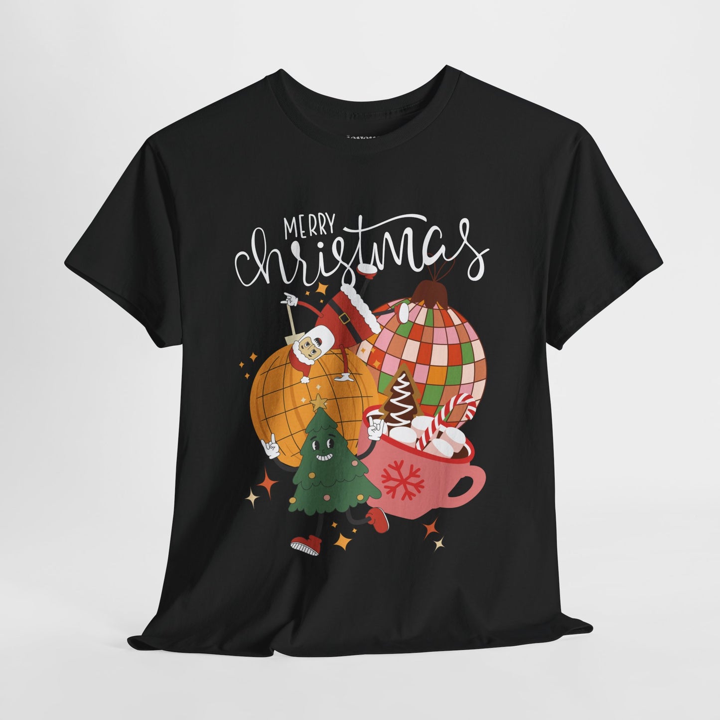 Merry Christmas Retro Ornament Shirt - Christmas Heavy Cotton Tee