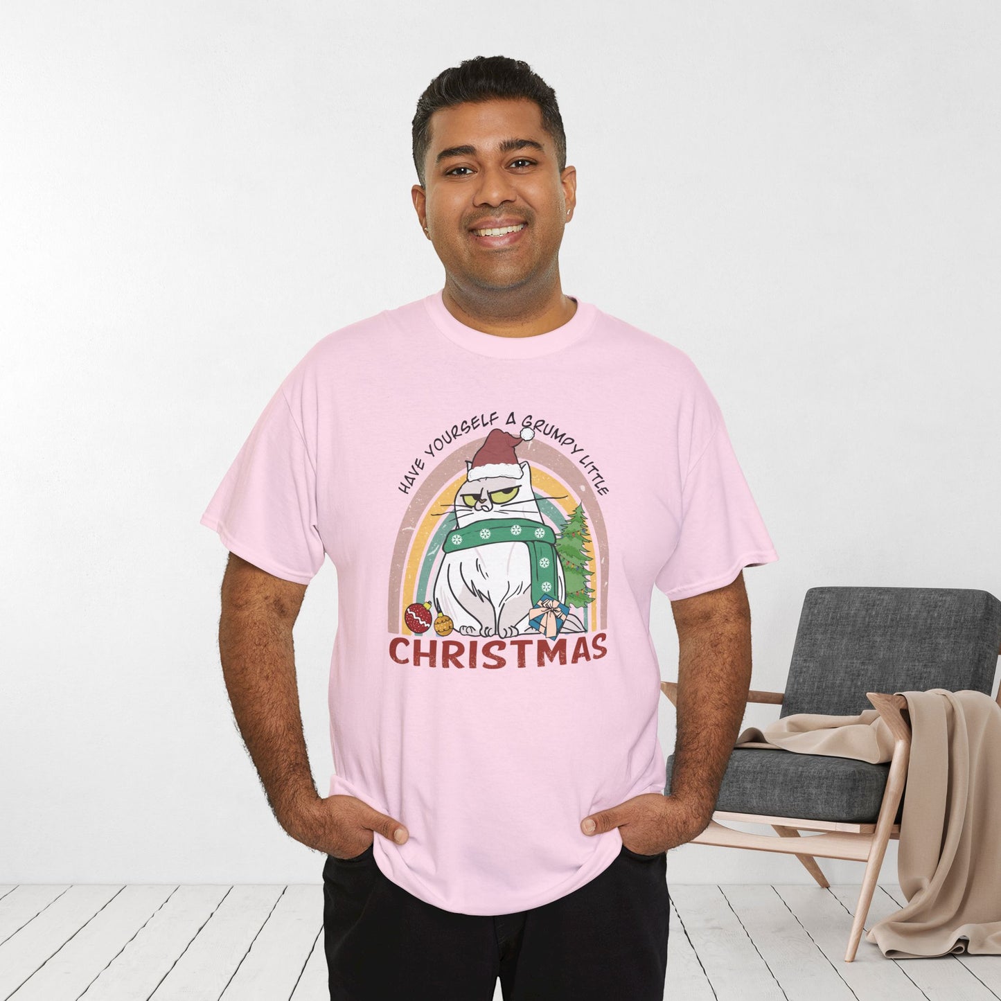 Have Yourself A Grumpy Little Christmas Funny Cat Christmas Heavy Cotton Tee - Cat Lovers Christmas Gift