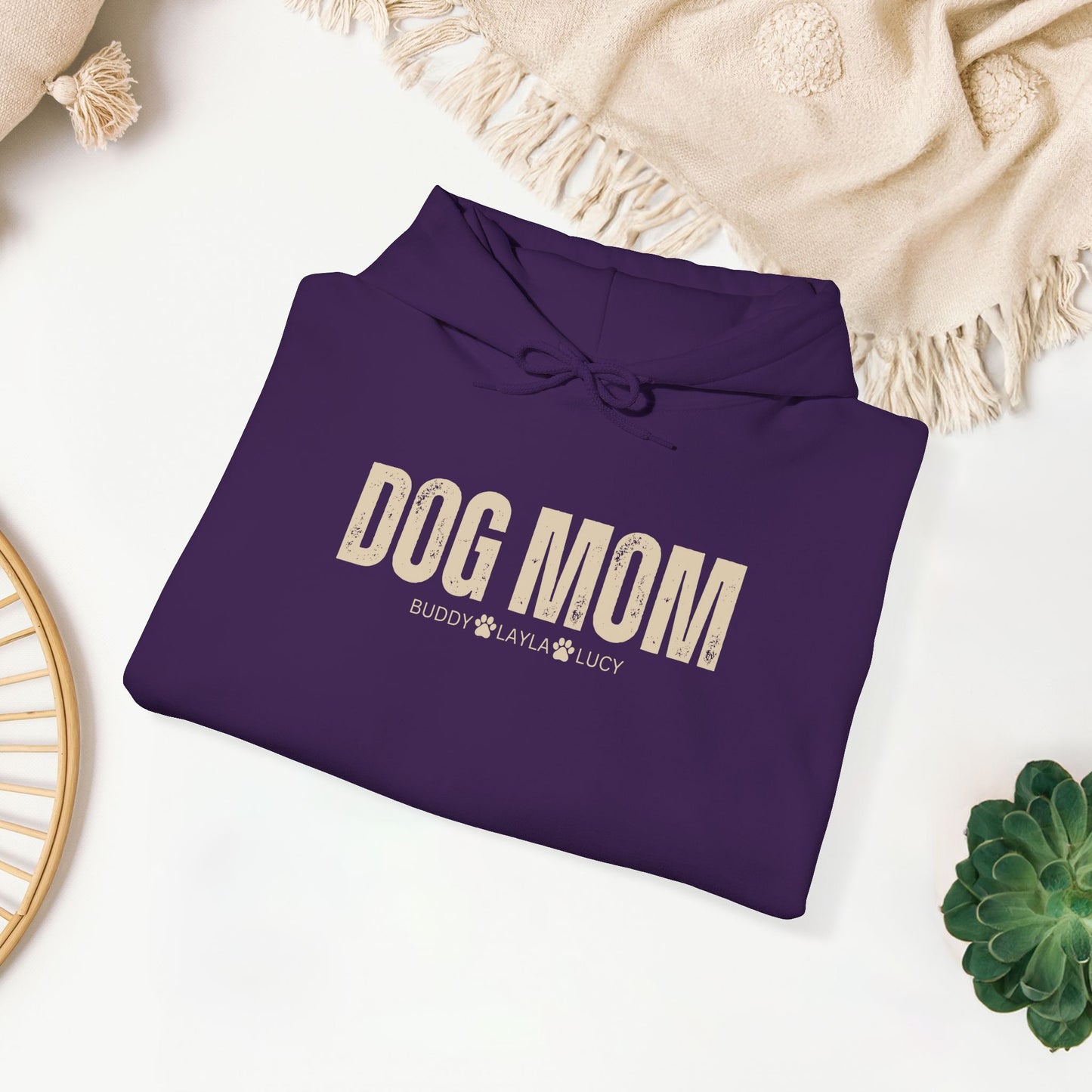 Custom Dog Mom Hoodie with Dogs Name - Personalized Gift for Dog Mom