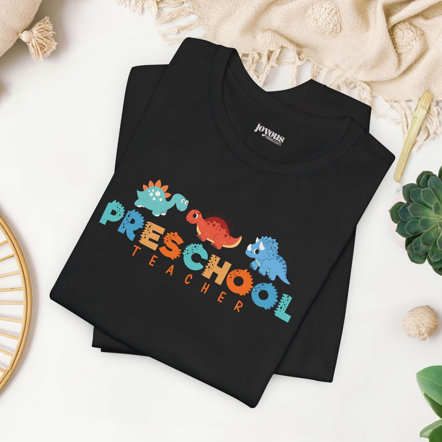 Preschool Teacher Soft Cotton Tee with Dinosaurs