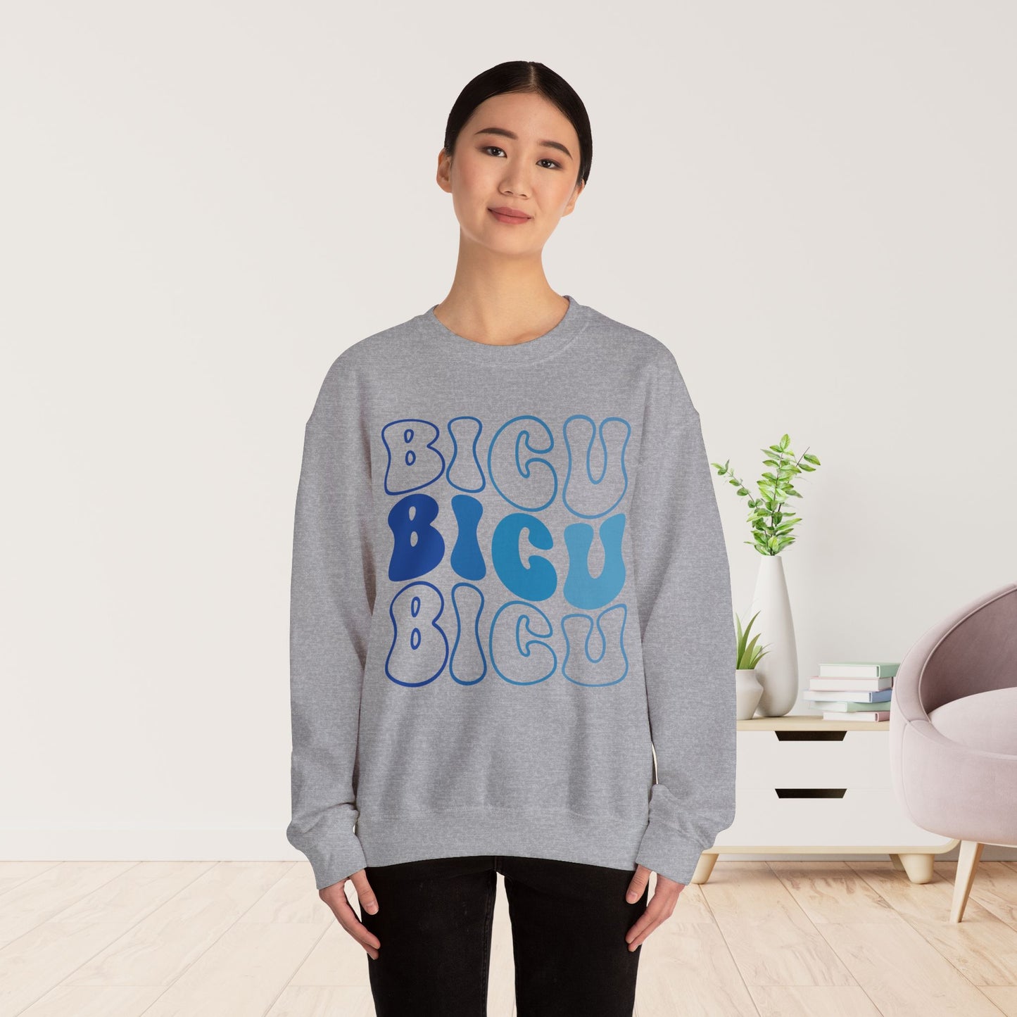 Groovy Blue BICU Sweatshirt - Burn ICU Nurse Sweater