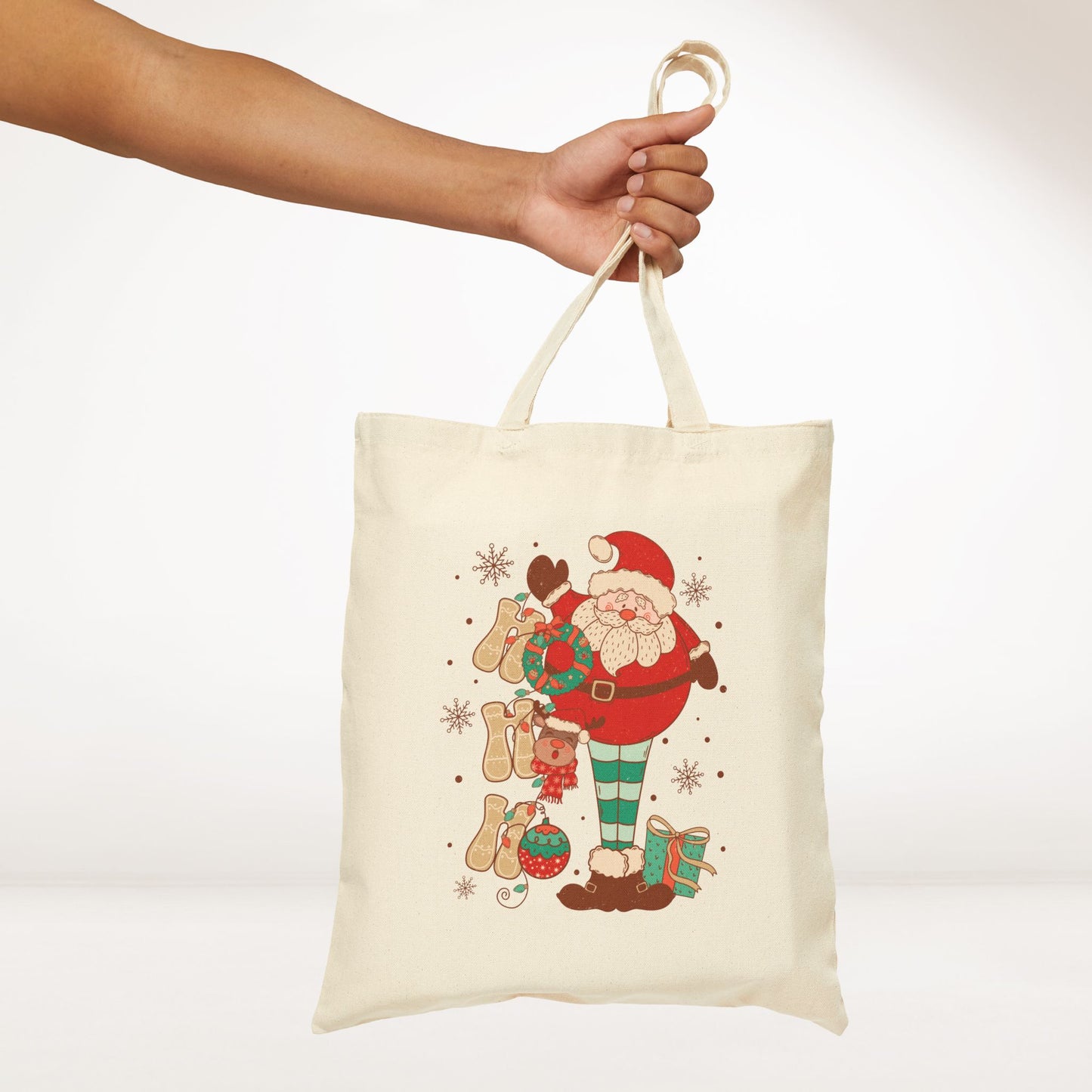 Ho Ho Ho Retro Christmas Canvas Tote Bag - Best Christmas Gift