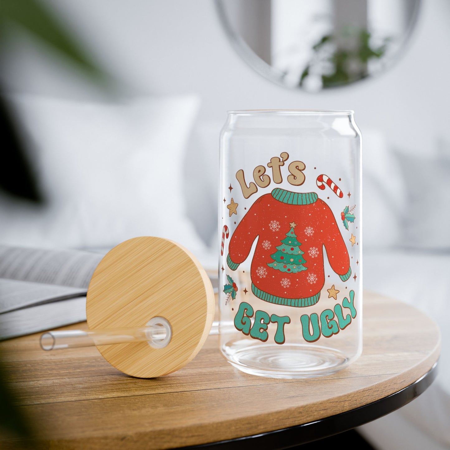 Let's Get Ugly Retro Christmas Sipper Glass - Best Christmas Gift