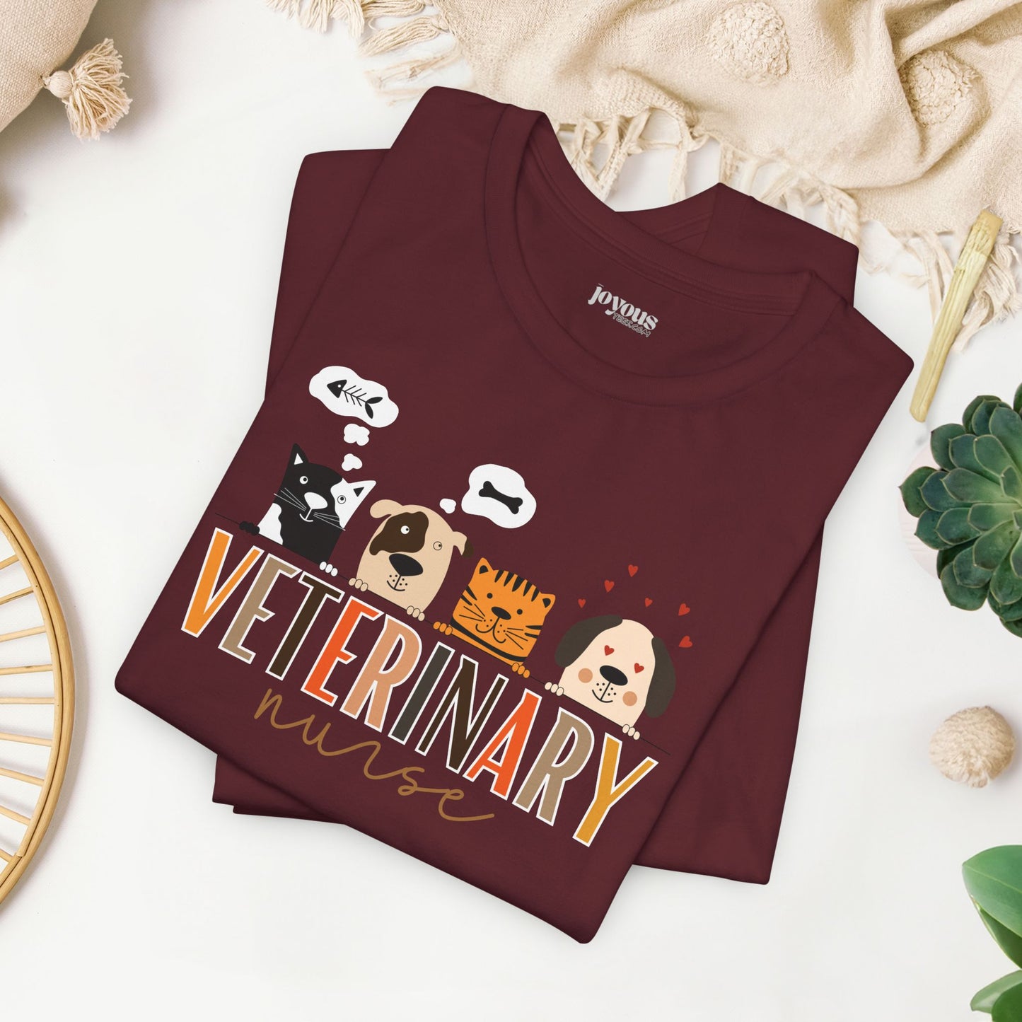 Veterinary Nurse Soft Cotton Tee with Dogs and Cats for VET Nurse