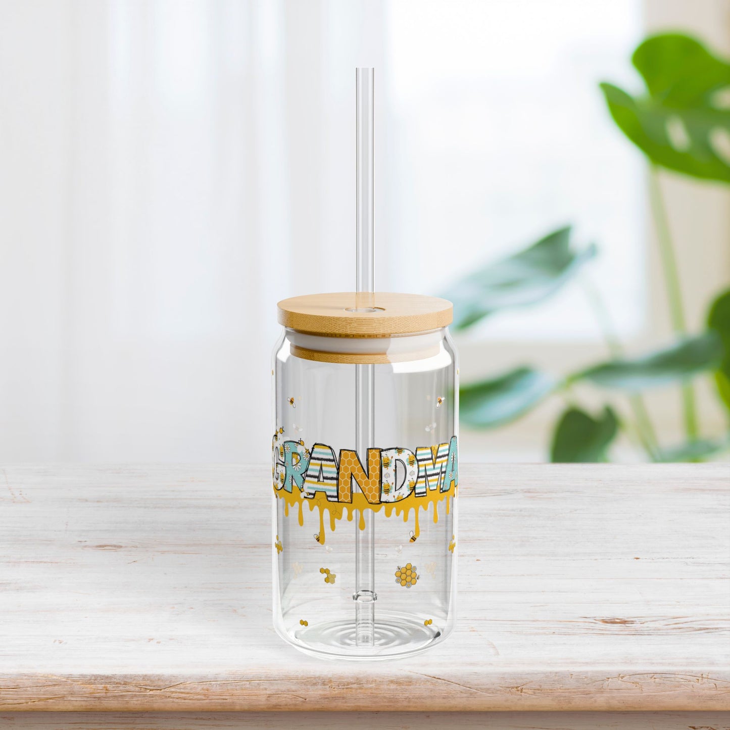 Bee & Honey Grandma Sipper Glass - Grandma Can Glass