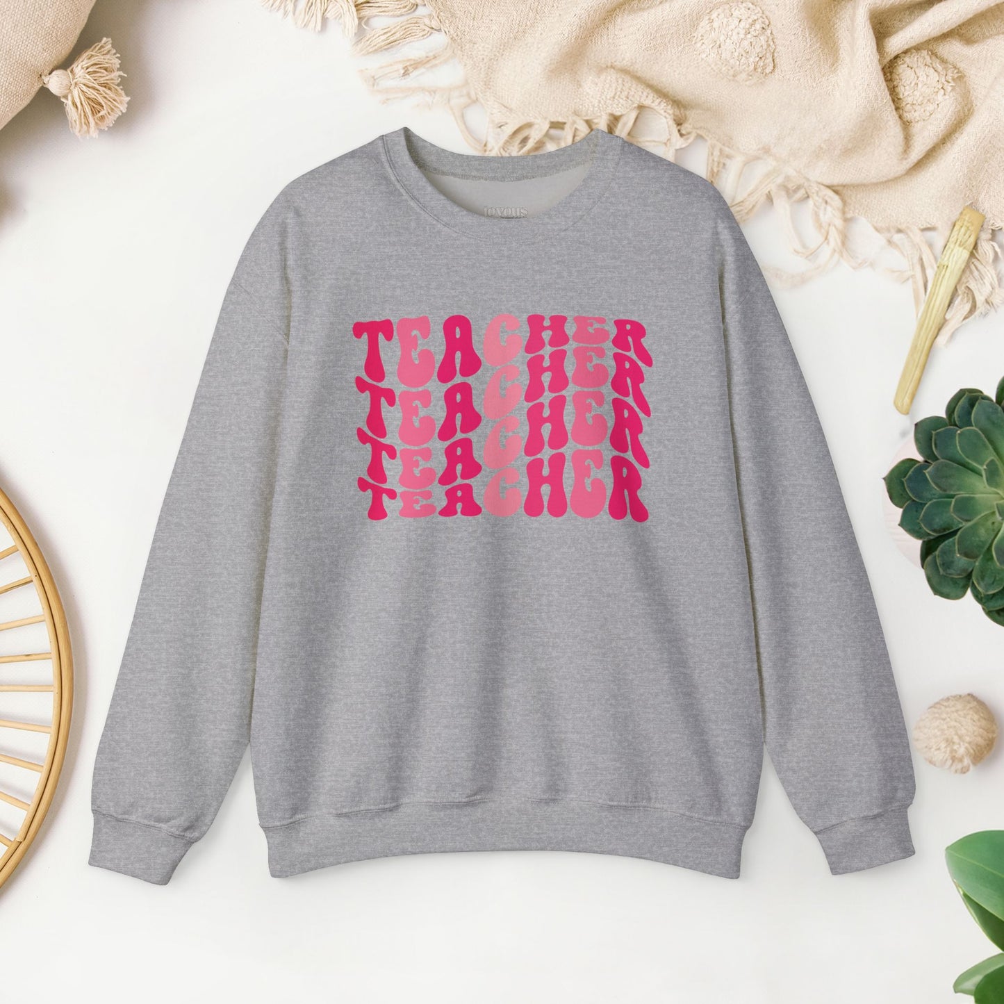 Groovy Hot Pink Teacher Sweatshirt for School Teachers