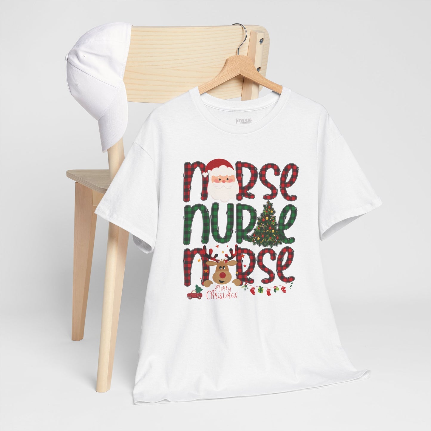 Plaid Christmas Nurse Heavy Cotton Tee