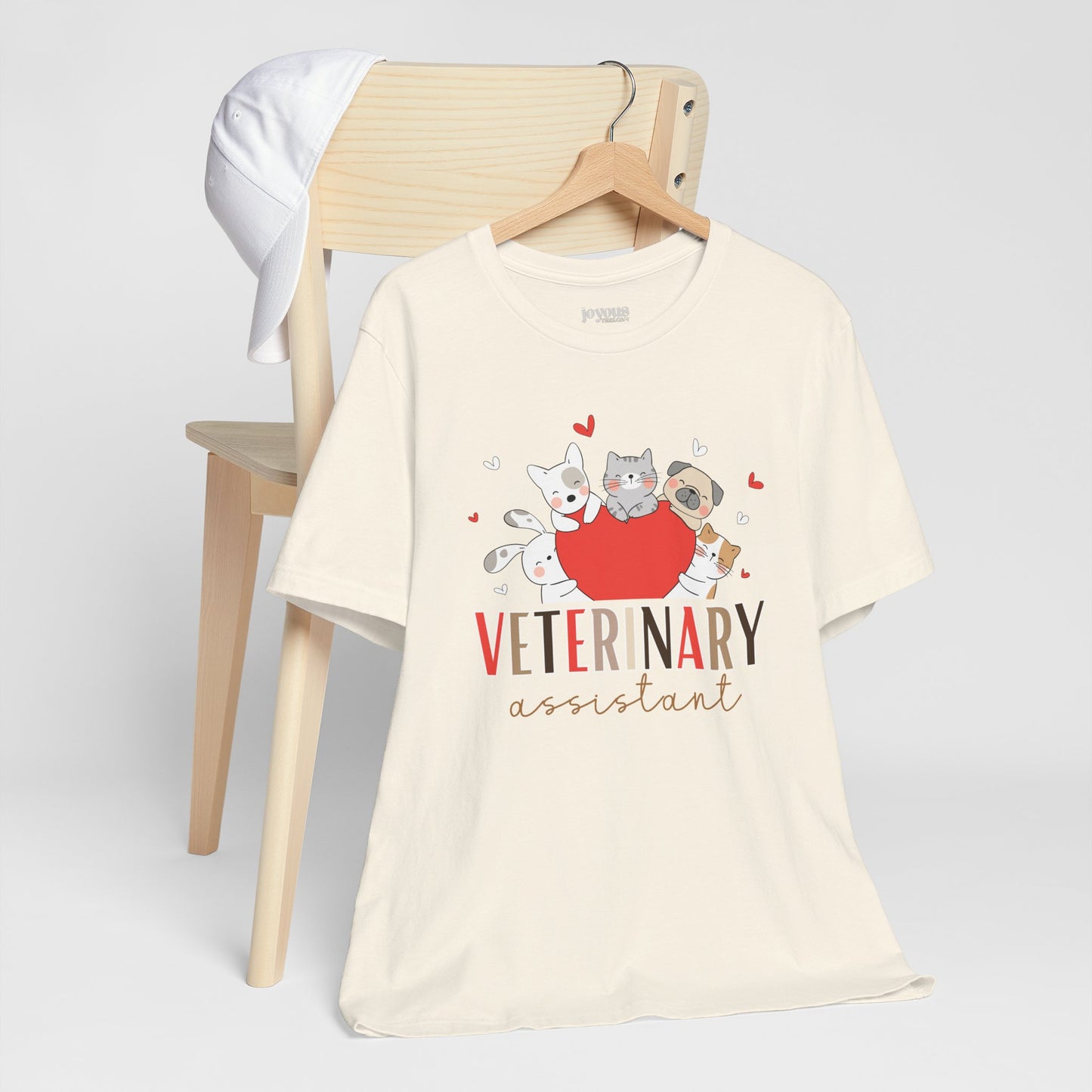 Veterinary Assistant Soft Cotton Tee with Cute Dogs and Cats for VET Assistant