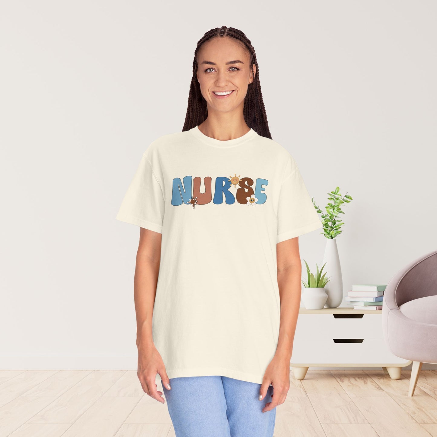 Comfort Colors Blue Groovy Nurse Shirt - It's a Beautiful Day to Save Lives Tee