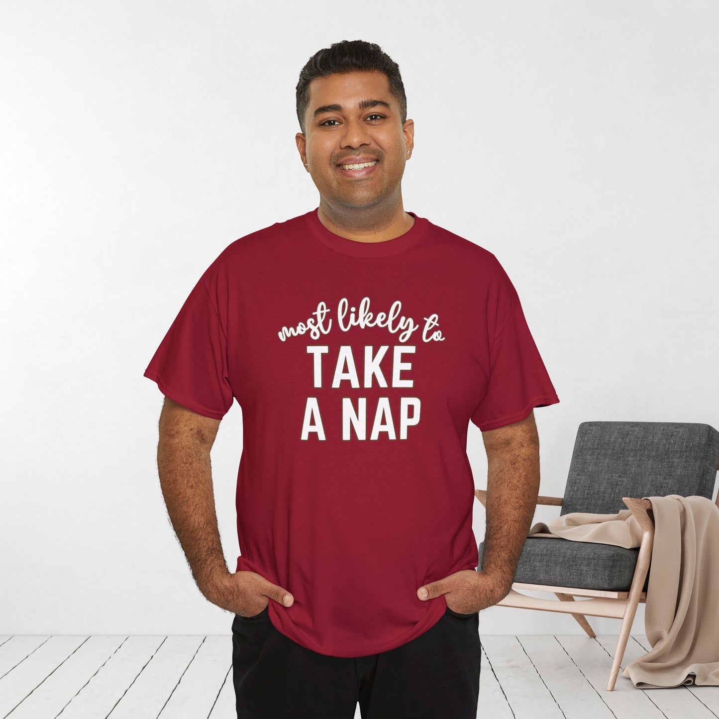 Funny Thanksgiving Shirt - Most likely to Take a Nap Heavy Cotton Tee