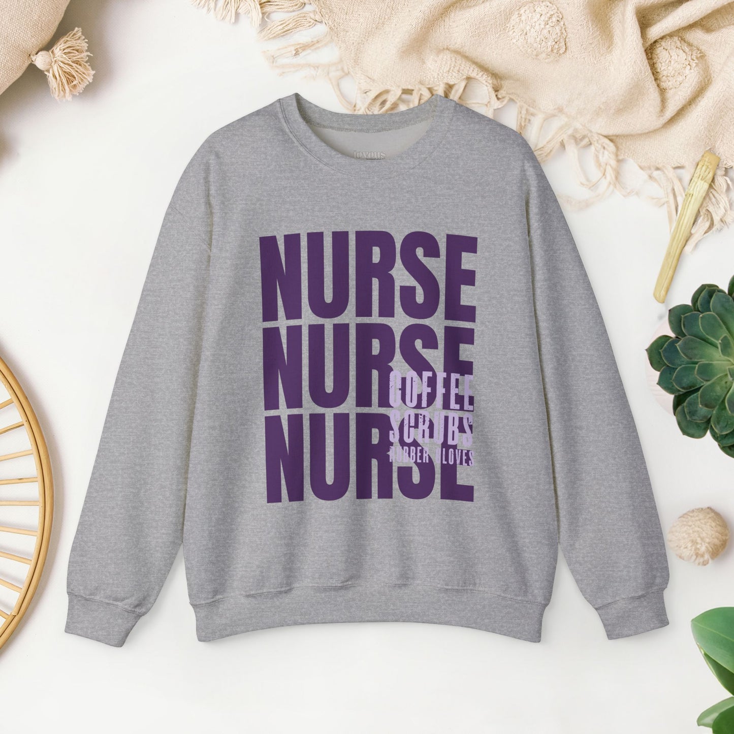 Purple Nurse Sweatshirt - Coffee Scrubs Rubber Gloves Shirt