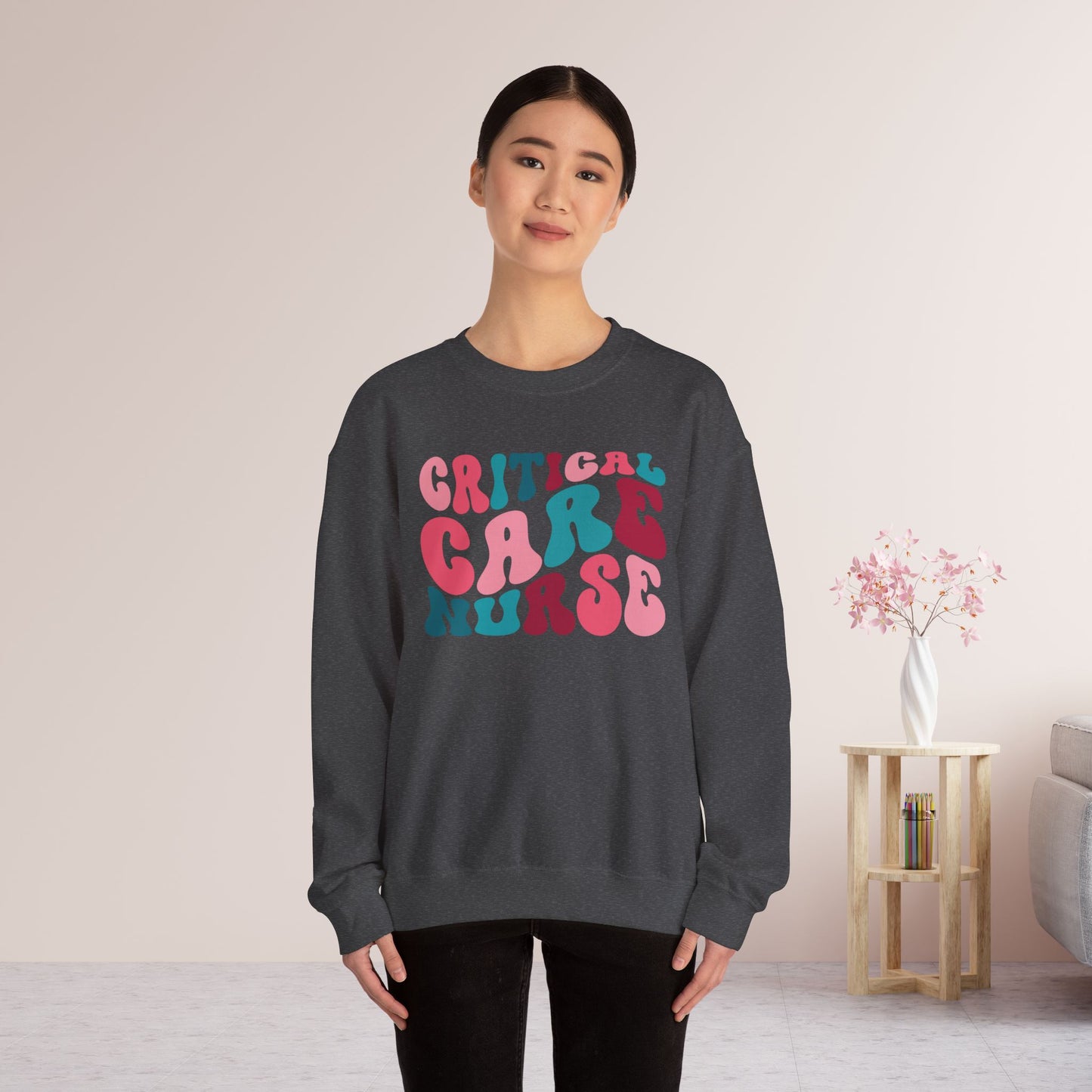 Groovy Colorful Critical Care Nurse Crewneck Sweatshirt