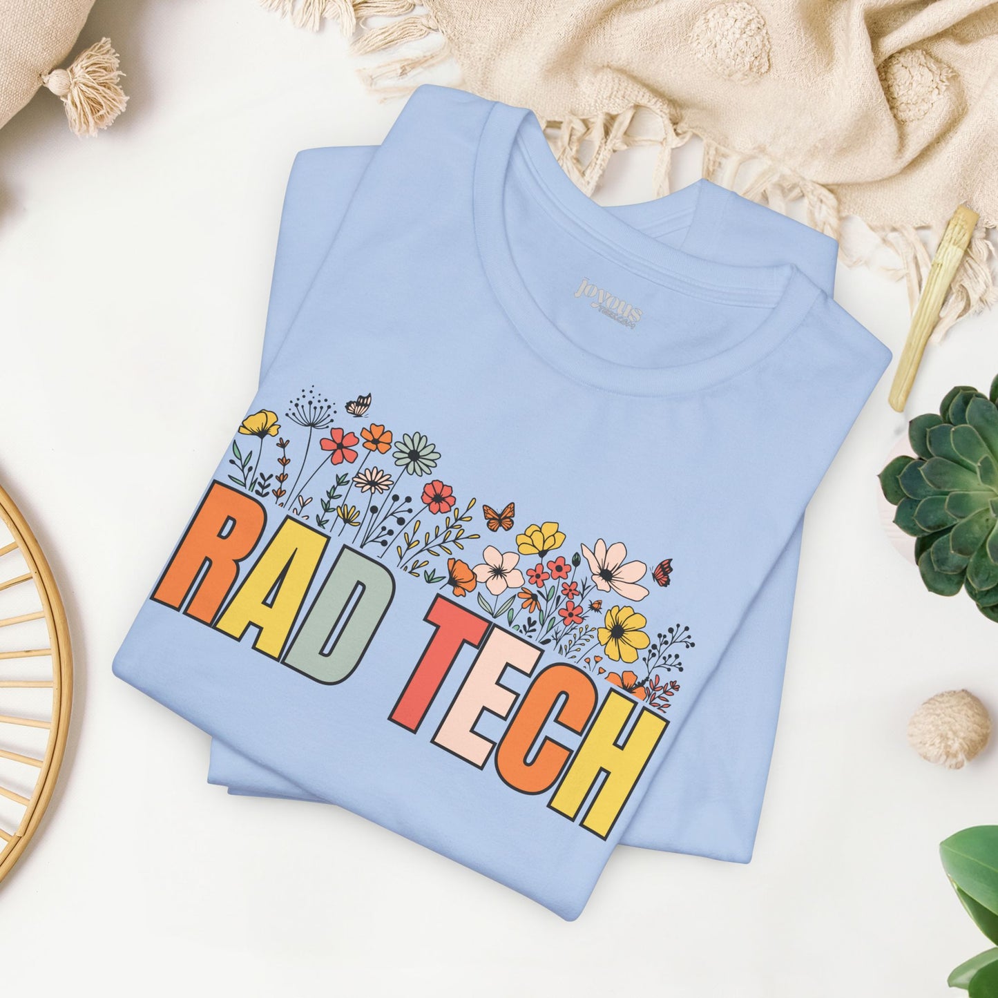 Rad Tech Soft Cotton Tee with Spring Flowers for Radiology Technician