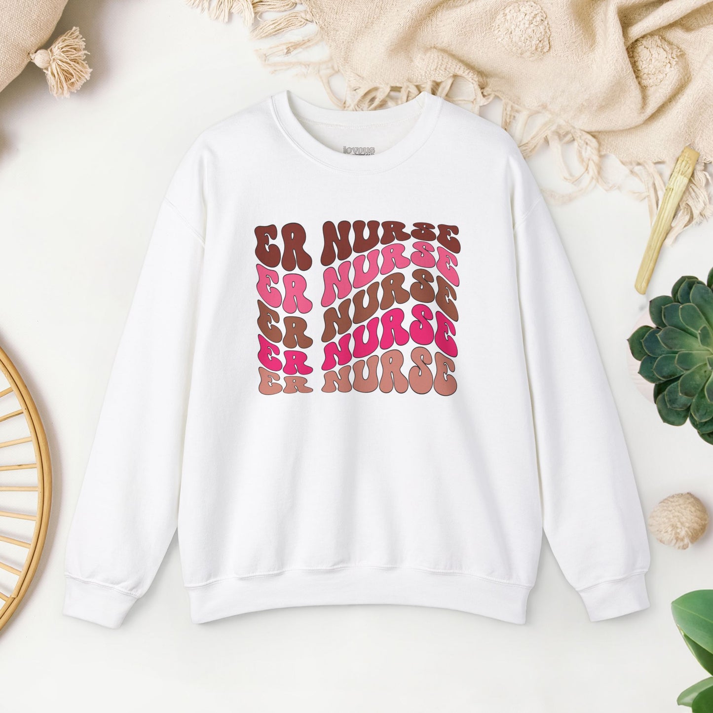 Groovy Pink ER Nurse Sweatshirt - Emergency Nurse Pullover