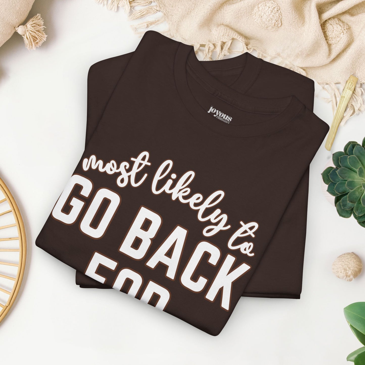 Funny Thanksgiving Shirt - Most Likely to Go Back For Seconds Heavy Cotton Tee