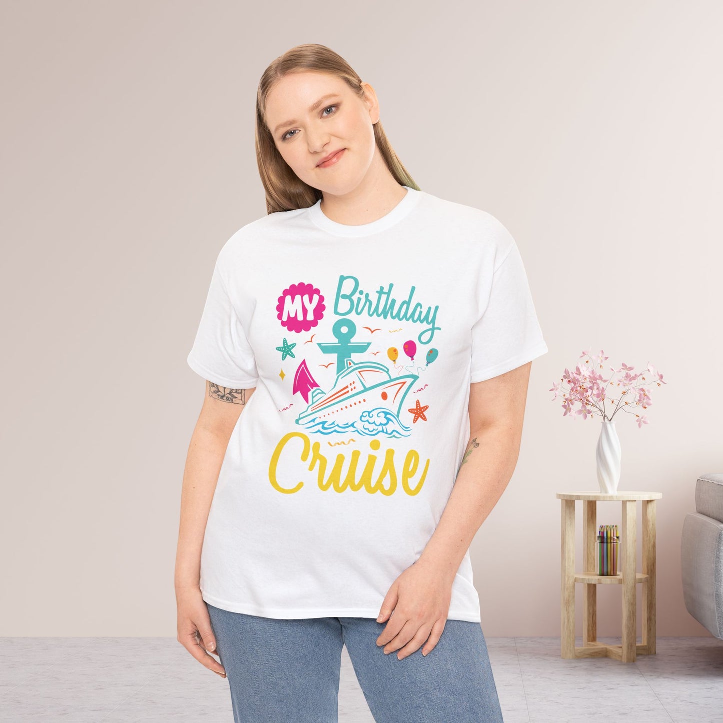 My Birthday Cruise Shirt - Family Cruise Vacation Heavy Cotton Tee