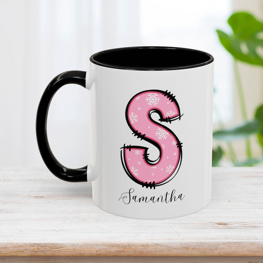 Custom Christmas Initial Letter Mug with Name - Personalized Christmas Gifts A-Z