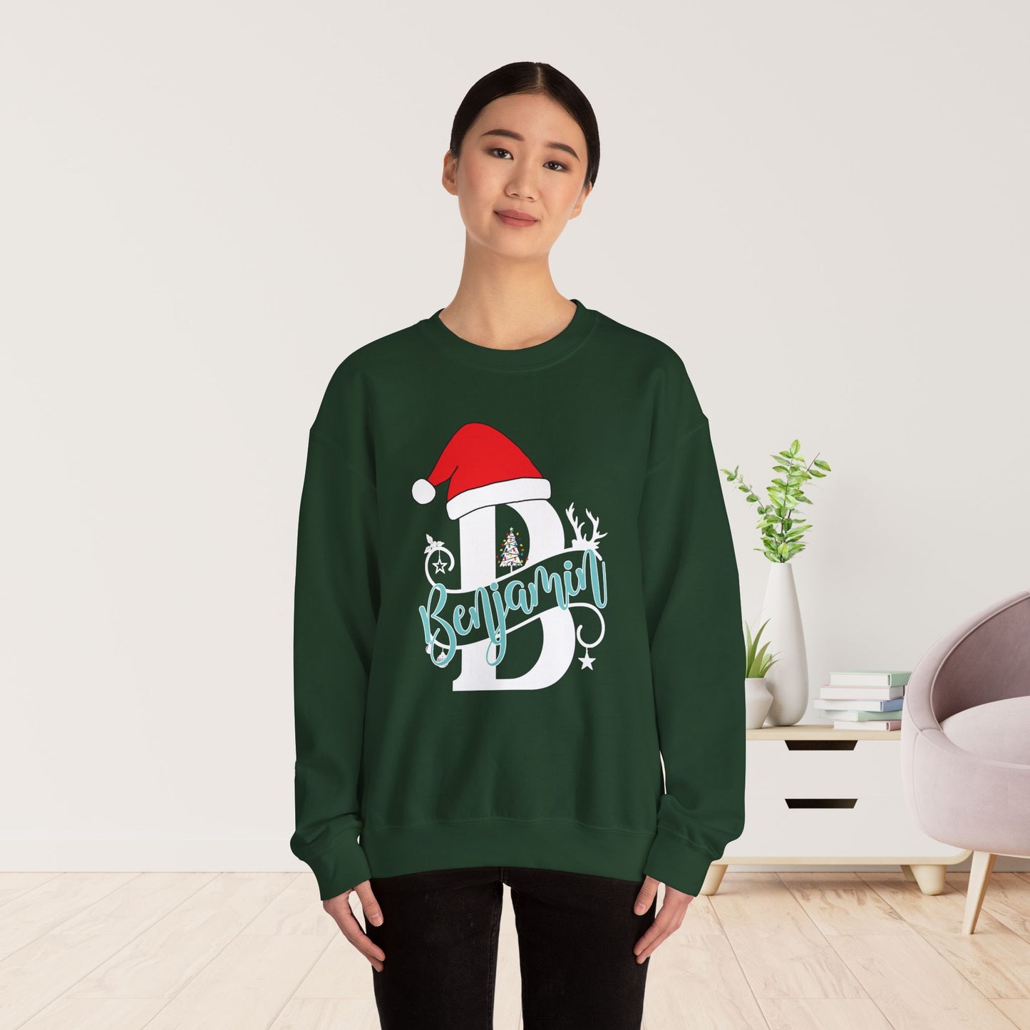 Personalized Christmas Monogram Sweatshirt with First Name - Custom Christmas Gifts