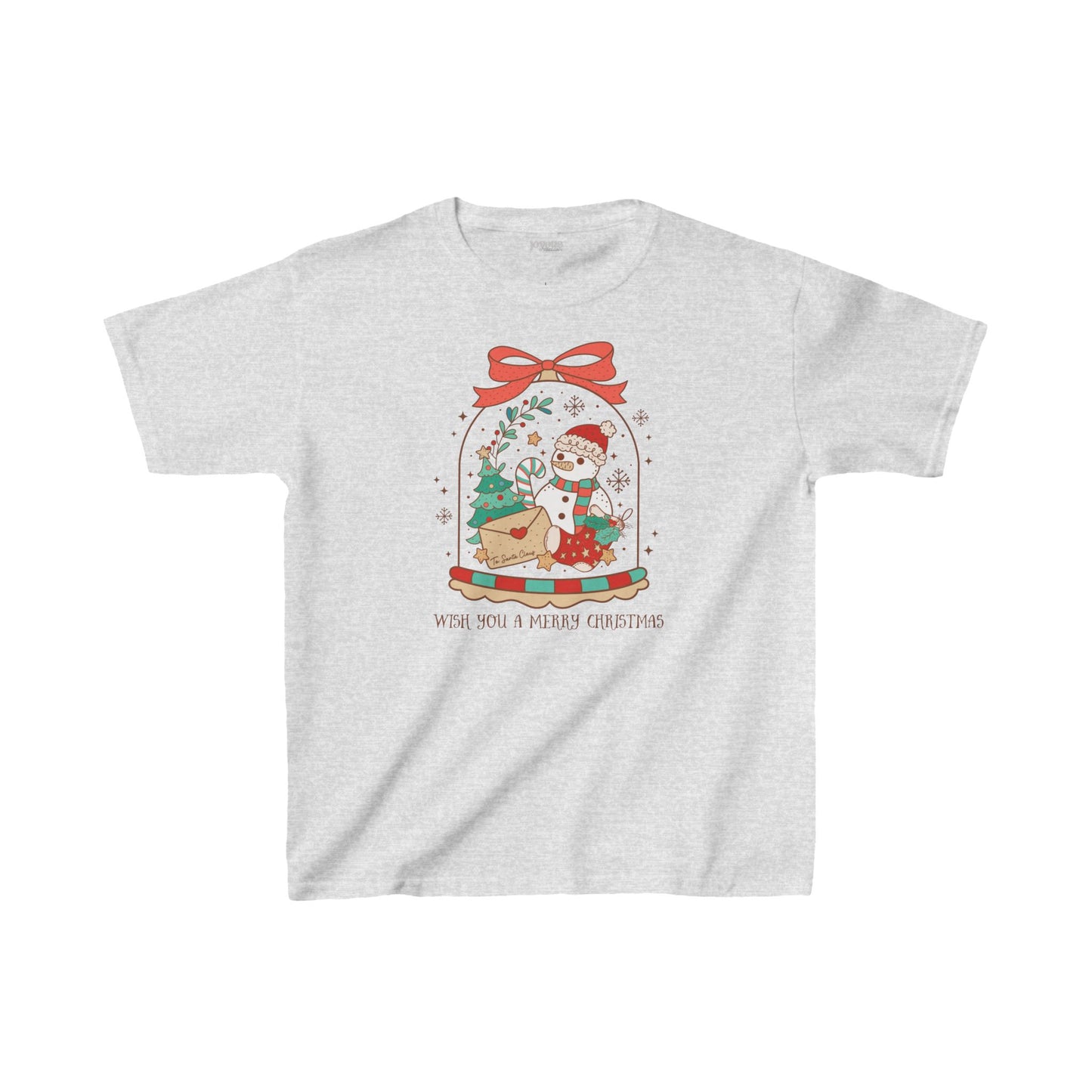 Wish You a Merry Christmas Youth Christmas Shirt - Retro Christmas Tee