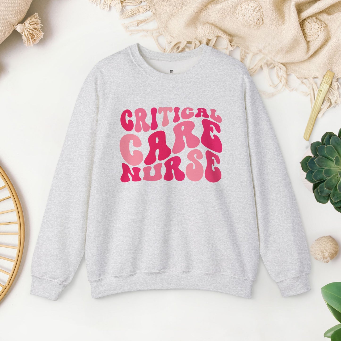 Groovy Pink Critical Care Nurse Crewneck Sweatshirt