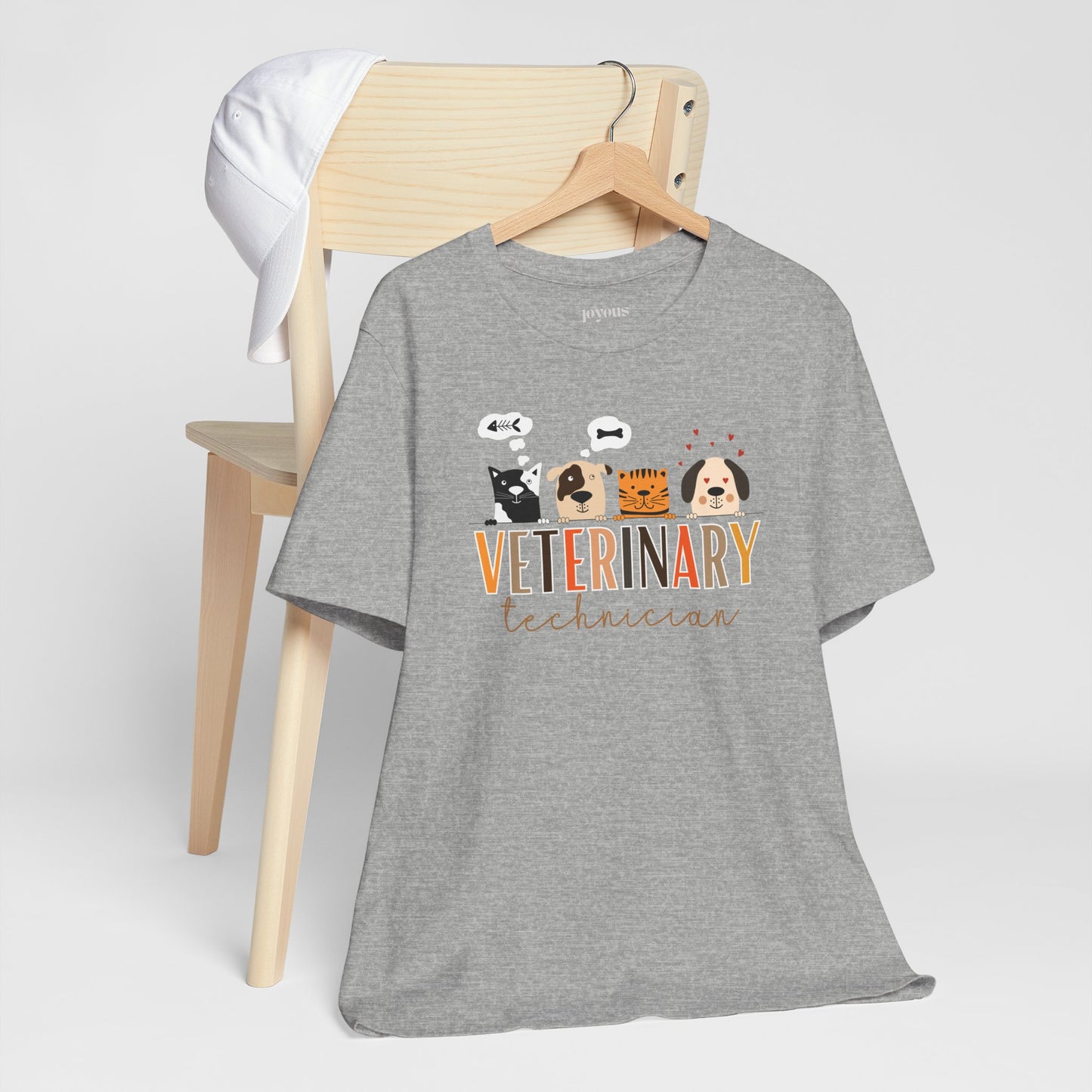 Veterinary Technician Soft Cotton Tee with Cute Dogs and Cats for VET Technician