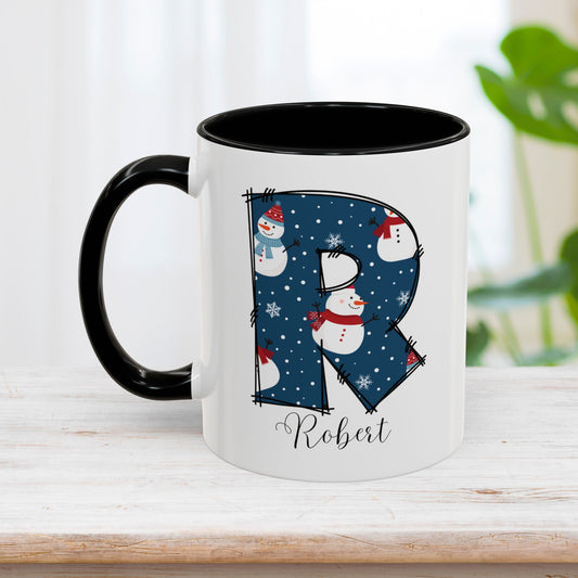 Custom Christmas Initial Letter Mug with Name - Personalized Christmas Gifts A-Z