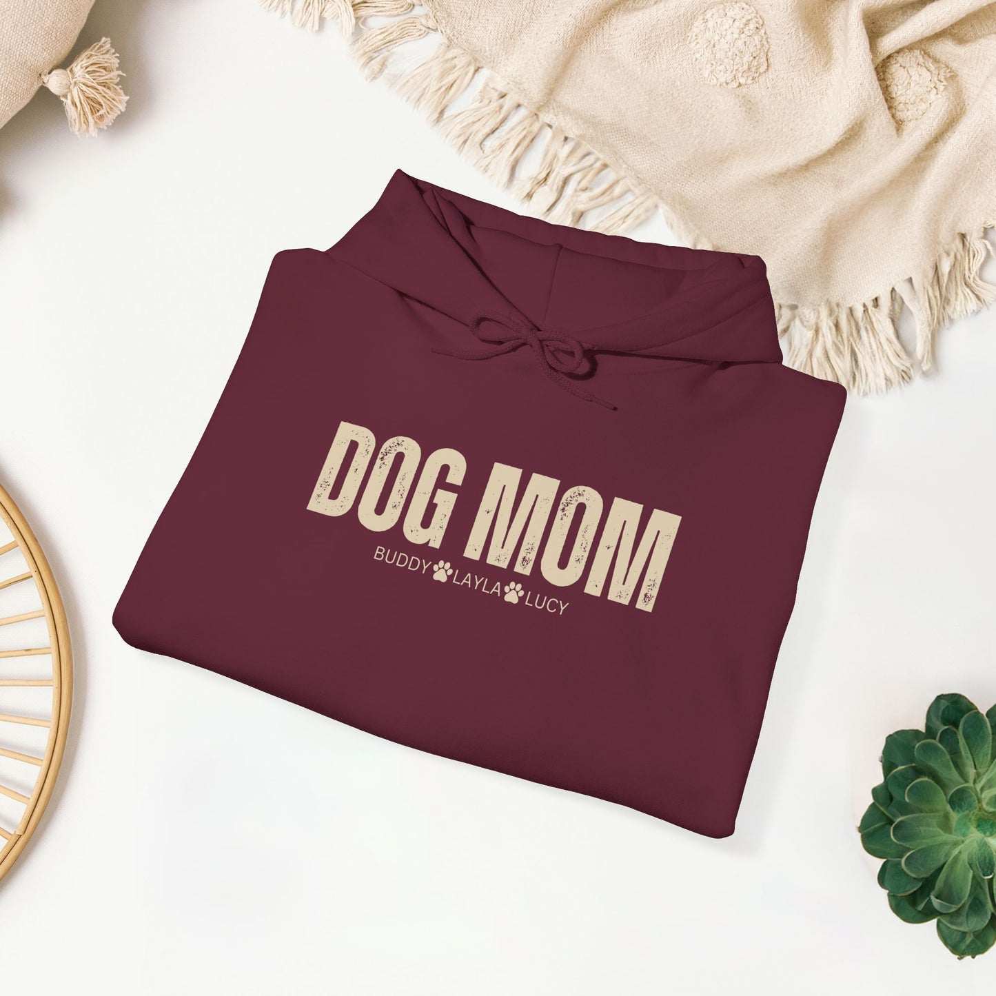 Custom Dog Mom Hoodie with Dogs Name - Personalized Gift for Dog Mom