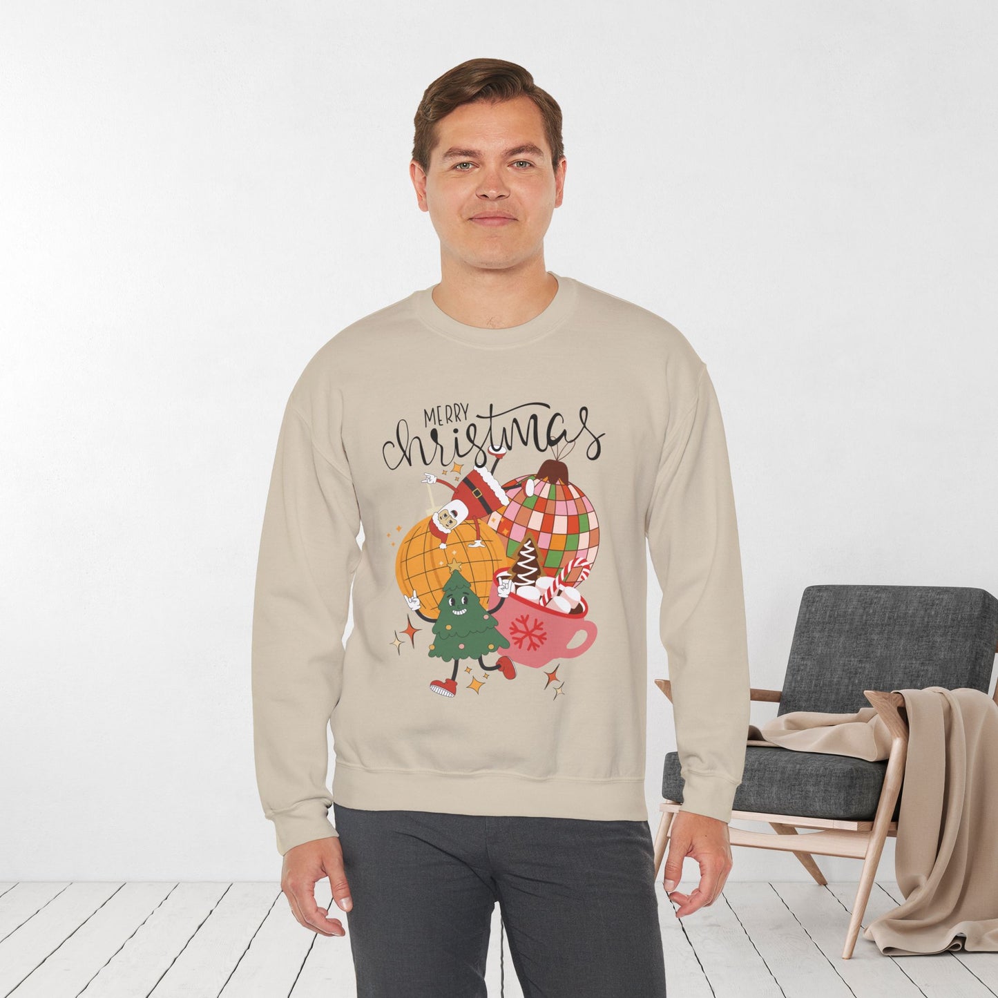 Retro Christmas Ornament Sweatshirt - Christmas Crewneck Pullover