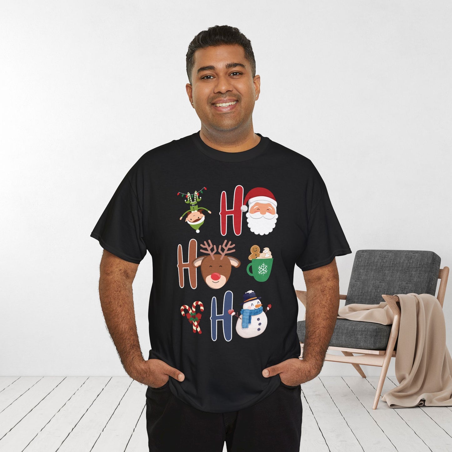 Ho Ho Ho Christmas Shirt - Matching Family Christmas  Heavy Cotton Tee