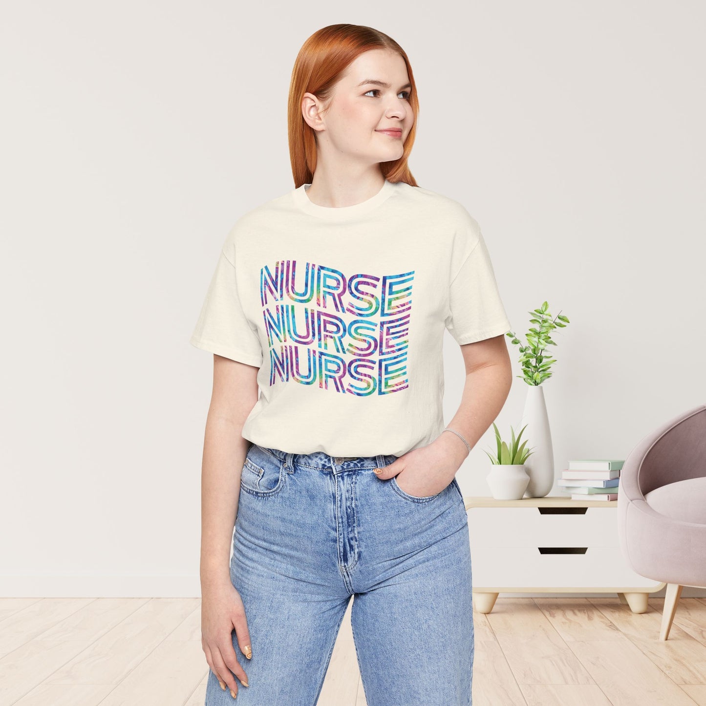 Tie Dye Wavy Nurse Shirt - Registered Nurse Soft Cotton Tee