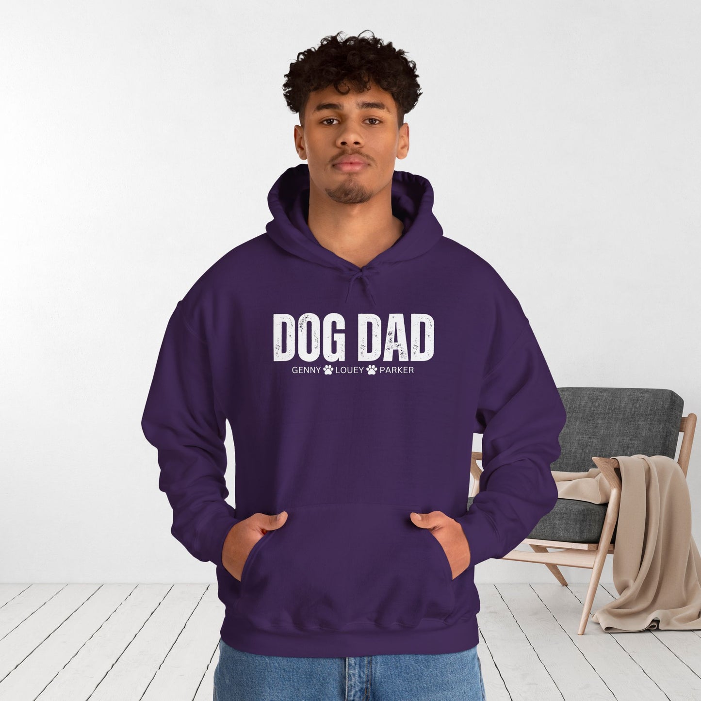 Custom Dog Dad Hoodie with Dogs Name - Personalized Gift for Dog Dad
