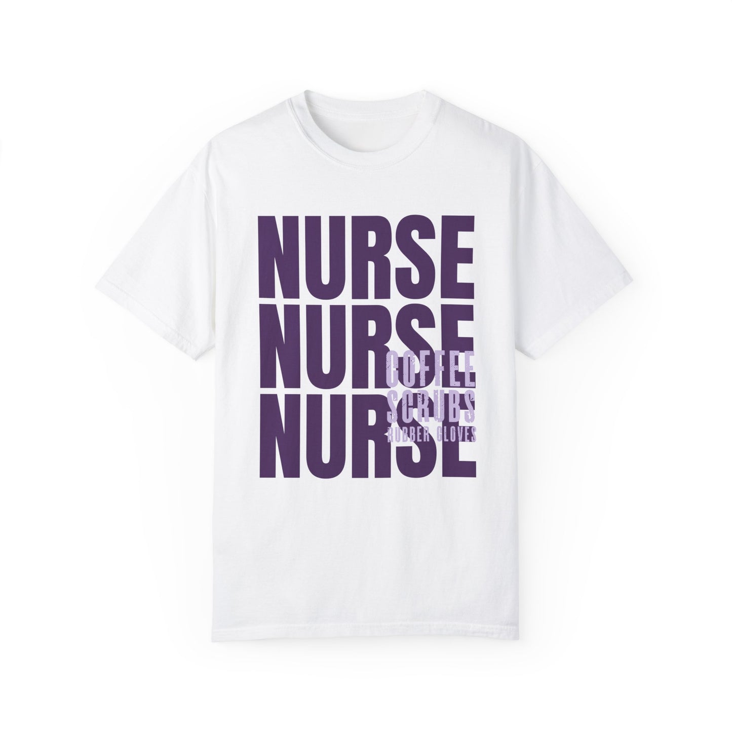 Purple Comfort Colors Nurse Shirt - Coffee Scrubs Rubber Gloves Shirt