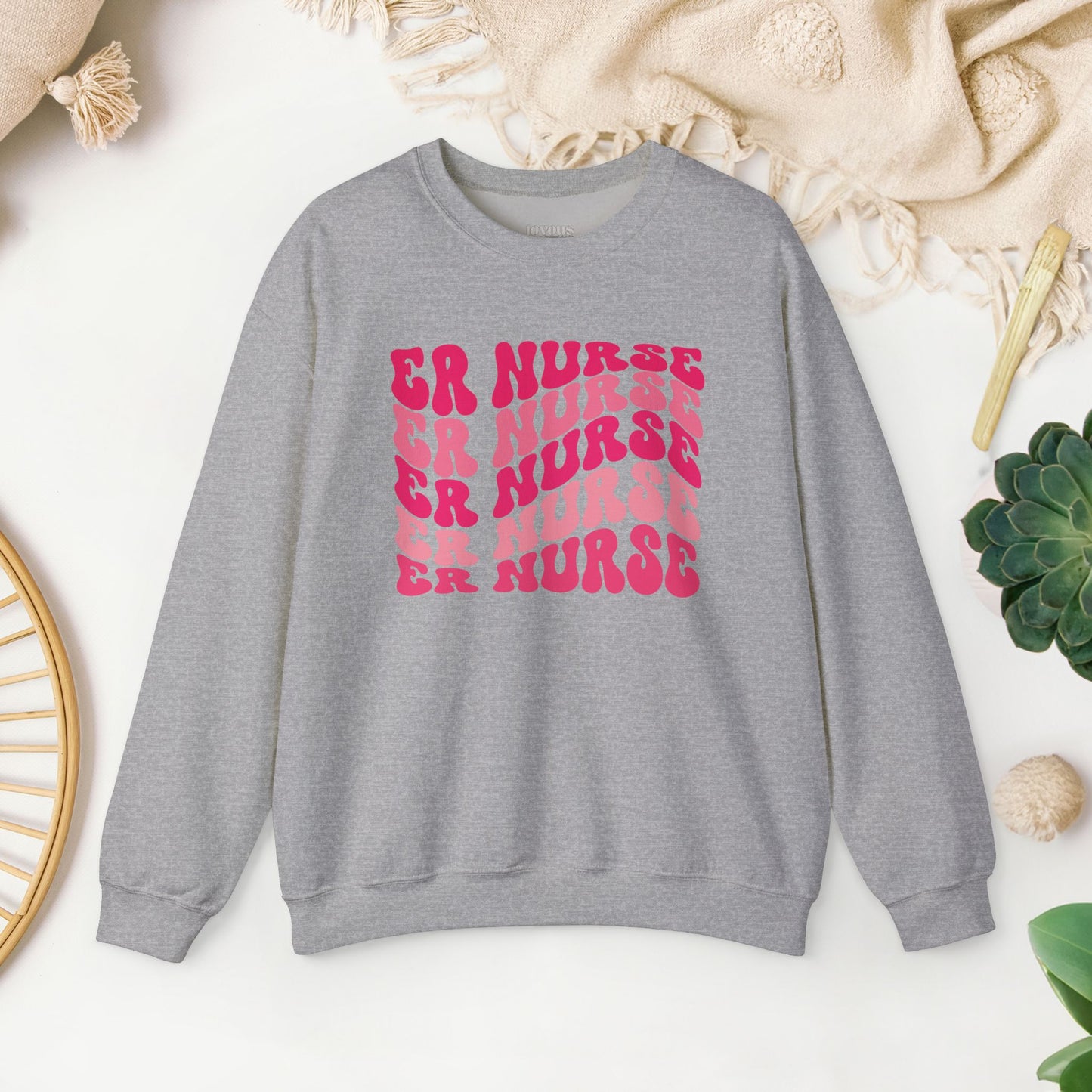 Groovy Pink ER Nurse Sweatshirt - Emergency Nurse Pullover