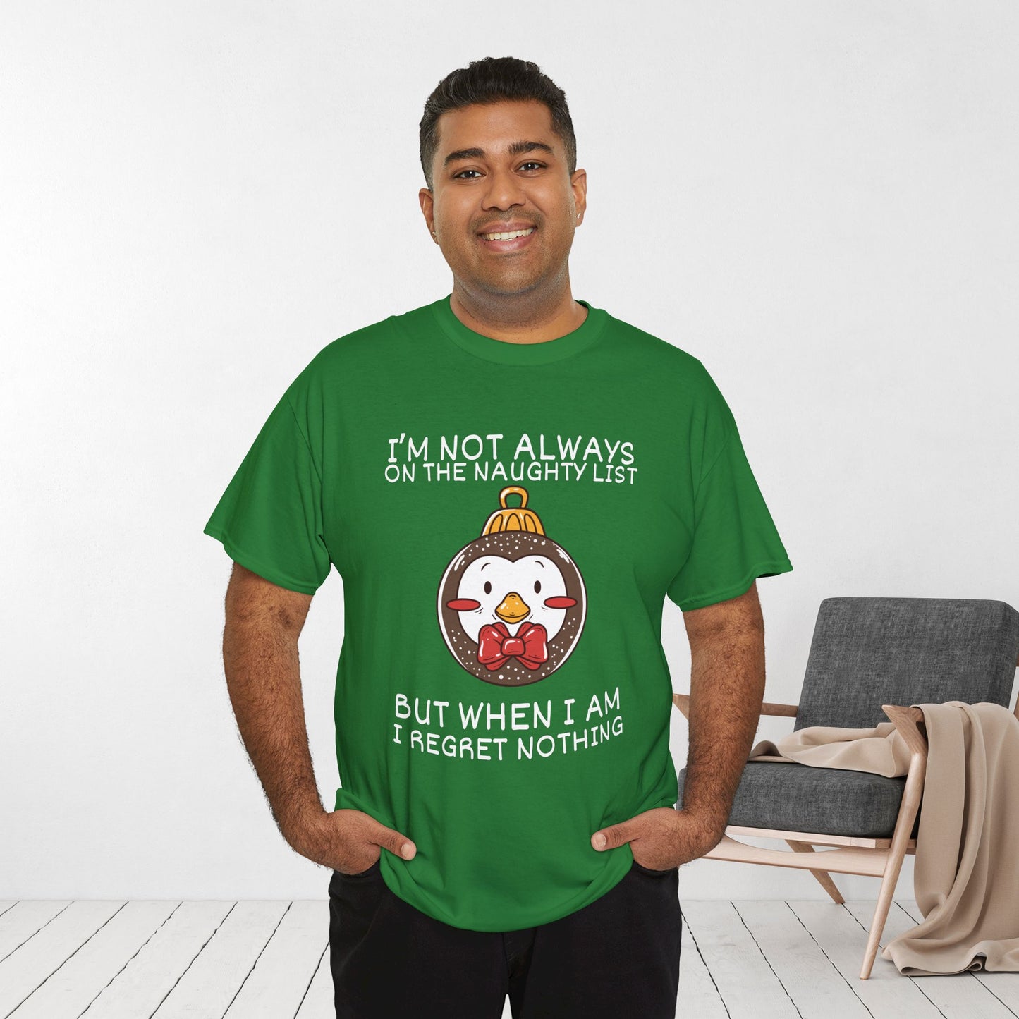 I'm Not Always On The Naughty List But When I Am I Regret Nothing Shirt - Funny Christmas Ornament Heavy Cotton Tee