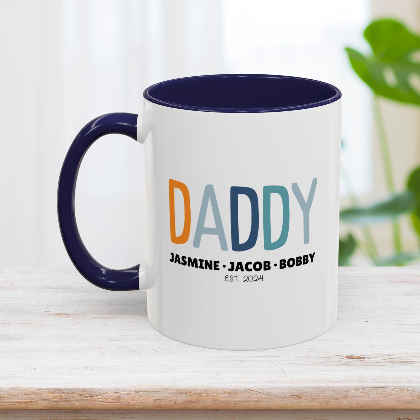 Personalized Daddy Coffee Mug with Kids Names - Custom Dad Gifts for Father's Day