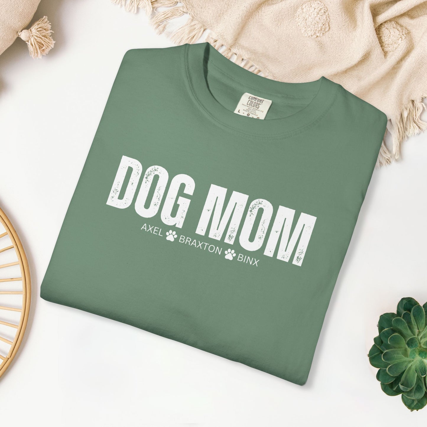 Custom Dog Mom Comfort Colors Shirt with Dogs Name - Personalized Dog Lover Gift