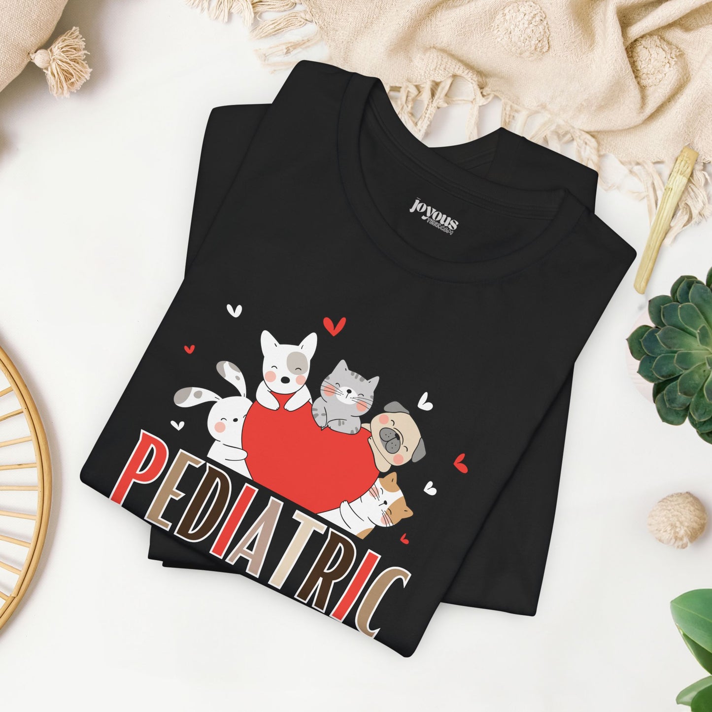 Pediatric Nurse Soft Cotton Tee with Cute Dogs and Cats for PEDS Nurse